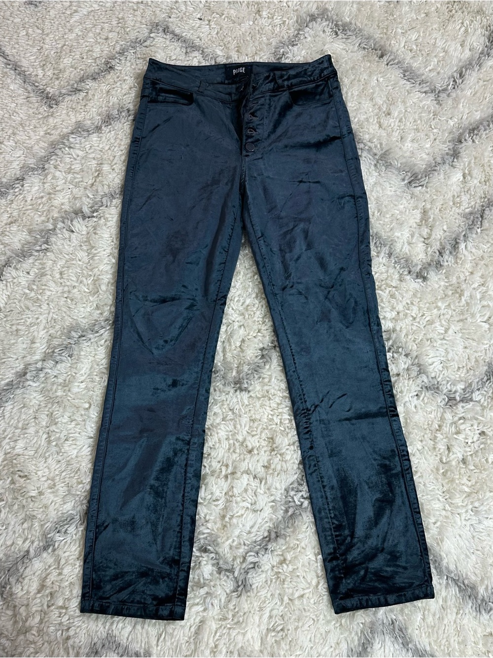 PAIGE Women’s Black velvet Straight Leg Pants